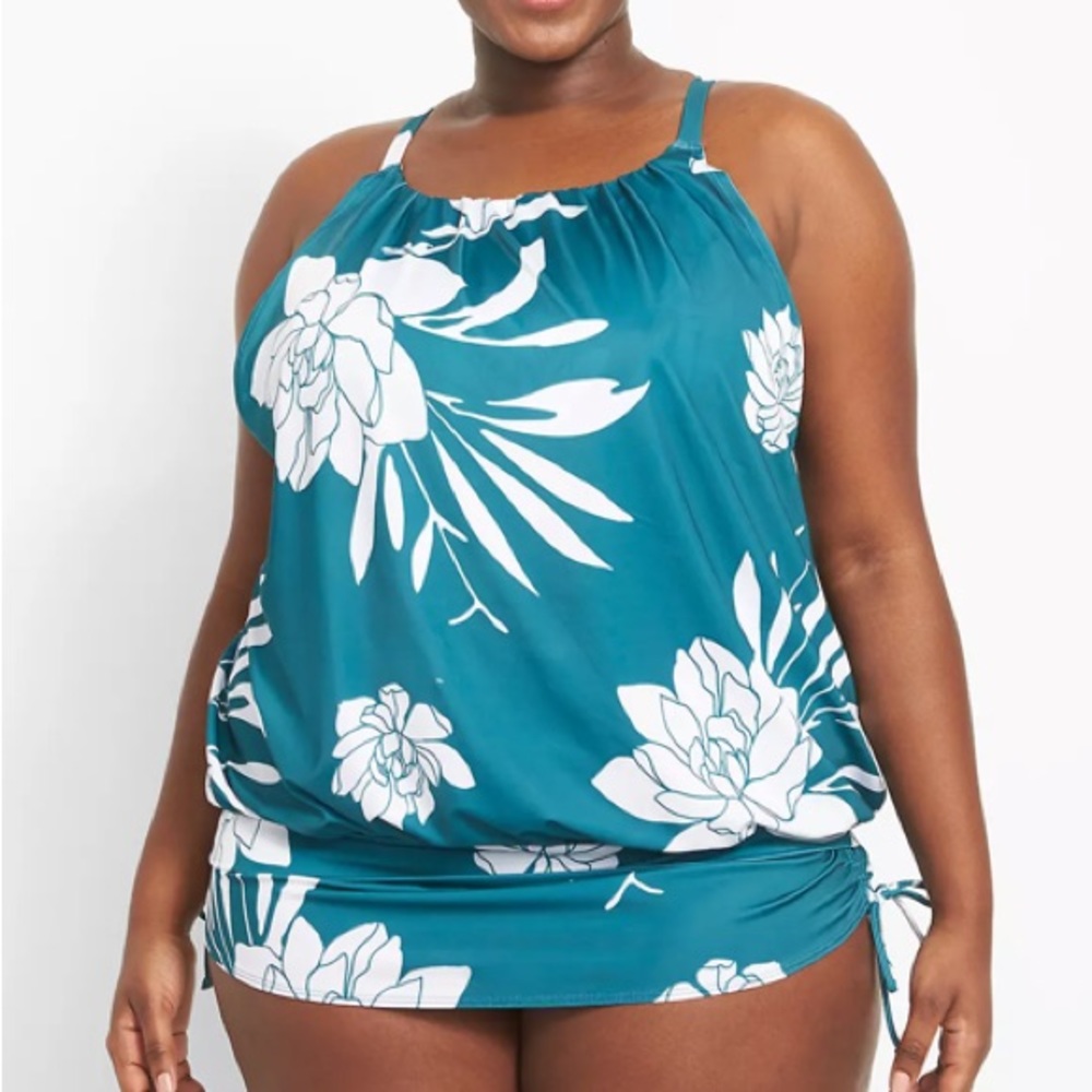 Green Floral 2-piece bathing suit